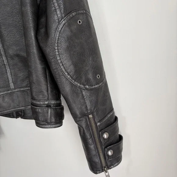 Free People We The Free Jesse Vegan Faux Leather Biker Moto Jacket - Picture 9 of 13